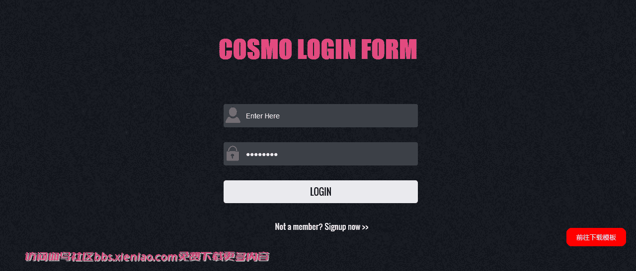 黑色纹理登录表单网页模板免费下载html-血鸟社区