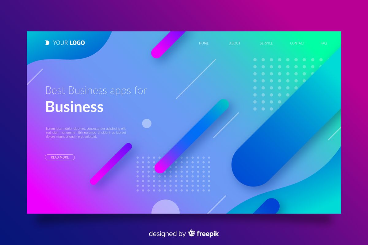 具有平面形状的渐变着陆页 素材免费下载