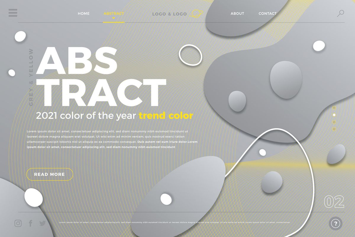 黄色和灰色的抽象登陆页面 素材免费下载
