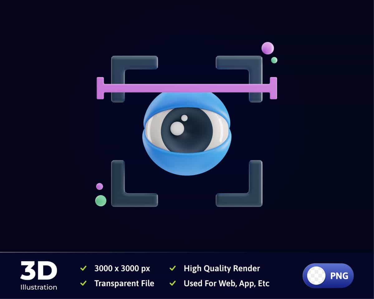 眼睛扫描仪数字化 3D 插图 素材免费下载