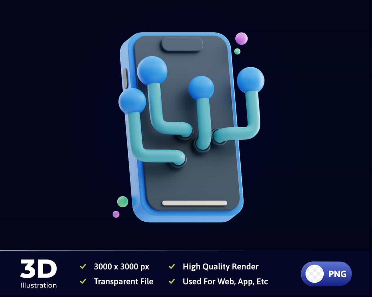 电话数字化 3D 插图 素材免费下载