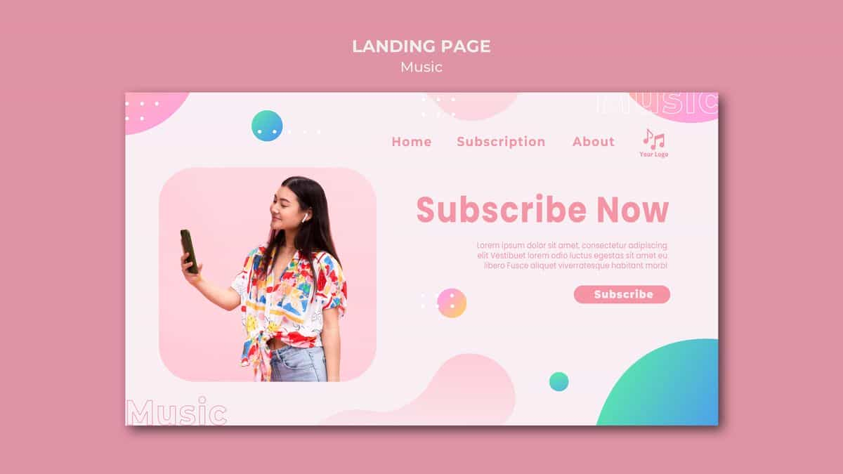立即订阅音乐登陆页面模板 素材免费下载